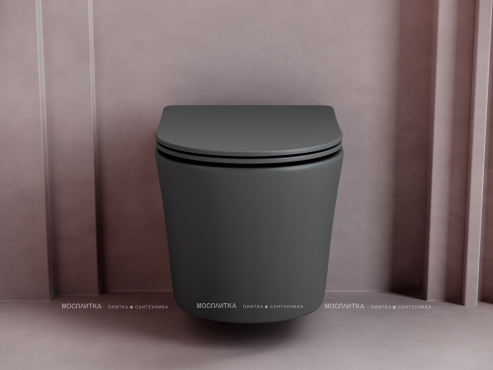 Комплект подвесной безободковый унитаз Ceramica Nova Balearica CN6000MDH Темный антрацит матовый с сиденьем Микролифт + инсталляция Creto Standart 1.0 - 2 изображение