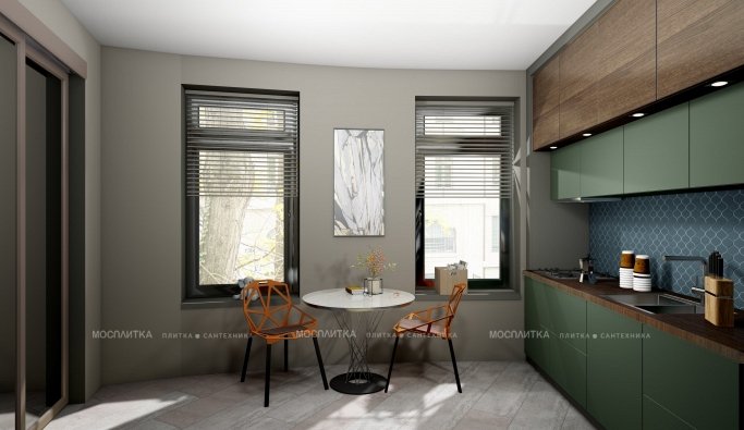Дизайн Кухня в стиле Современный в зеленом цвете №12779 - 5 изображение