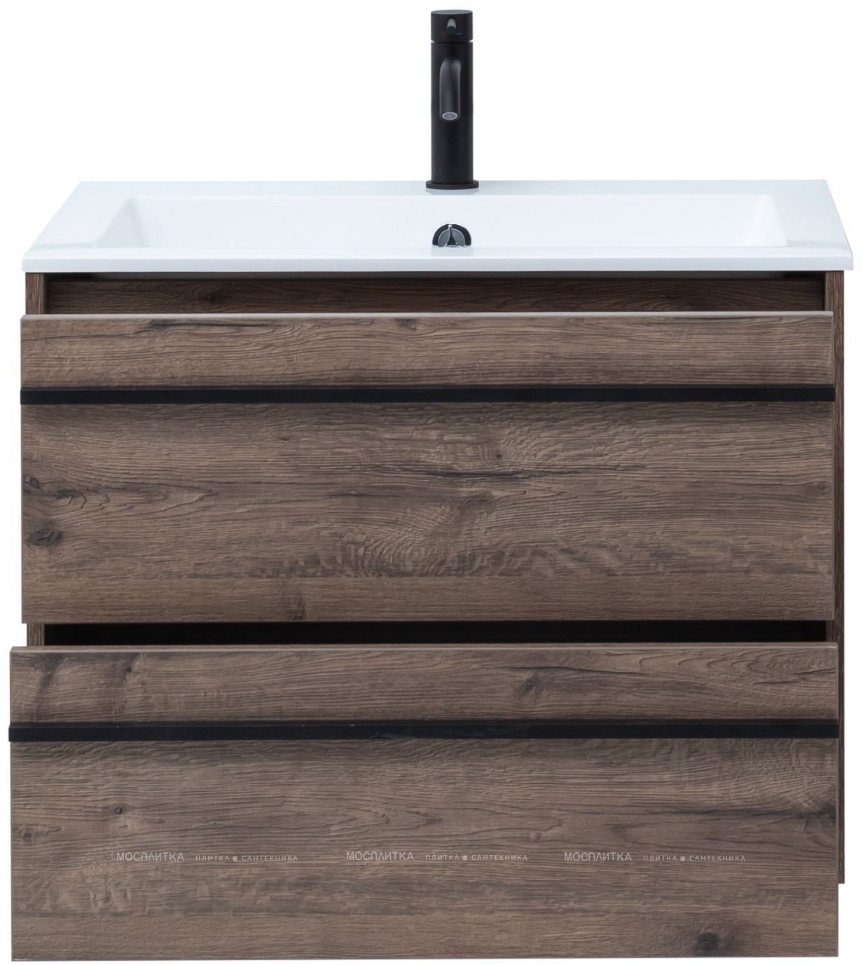 Комплект мебели для ванной Aquanet Lino 70 см, черная, коричневая - изображение 6
