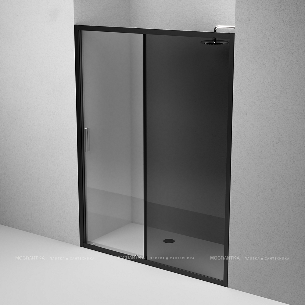Душевая дверь Am.Pm Gem 150 см W90G-150-1-195BG стекло прозрачное / тонированное, профиль черный - изображение 4
