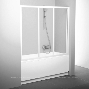Шторка на ванну Ravak AVDP3-160+ Тpанспаpент, белый - 2 изображение