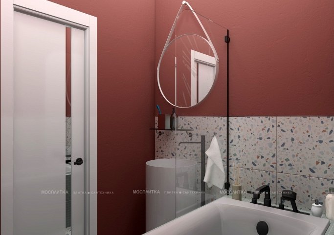 Дизайн Ванная в стиле Современный в розовым цвете №12348 - 6 изображение