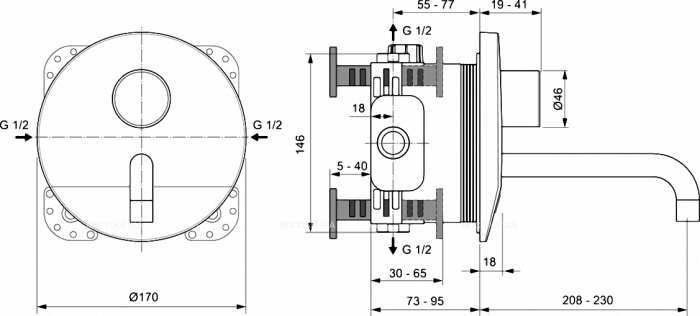 Смеситель для раковины встраиваемый со смешиванием Ideal Standard CERAPLUS A6153AA - 2 изображение