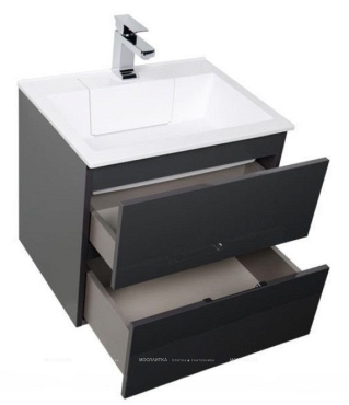 Комплект мебели для ванной Aquanet Алвита 60 серый антрацит - 9 изображение