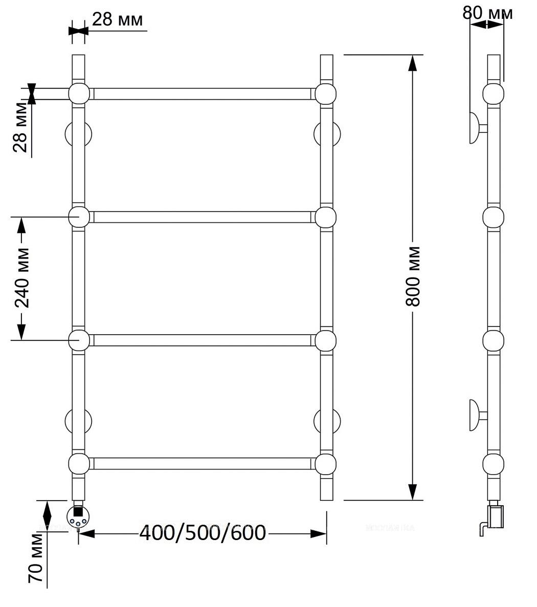 Полотенцесушитель электрический Secado Флоренция 1 80х40 см 4603777464721 L, бронза - изображение 2