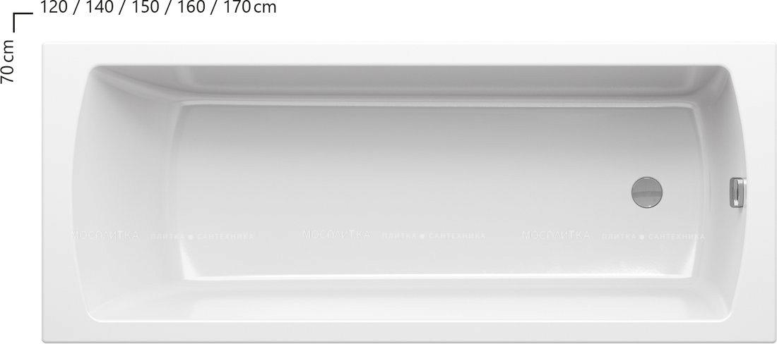 Акриловая ванна 120x70см Ravak Classic CC11000000, белый - изображение 2