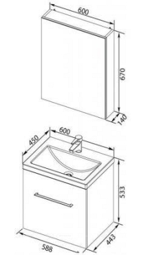 Комплект мебели для ванной Aquanet Порто 60 белый Como - 7 изображение