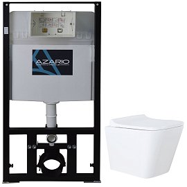 Комплект подвесной безободковый унитаз Azario Teramo AZ-8010-1000 + AZ-0052 с микролифтом  +  система инсталляции без кнопки смыва