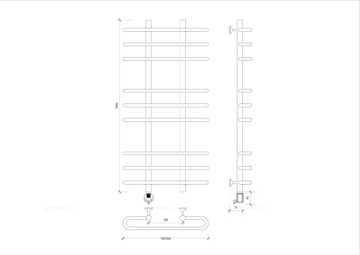 Полотенцесушитель электрический Secado Венеция 3 100х50 см 4603759405797 L, хром - 2 изображение