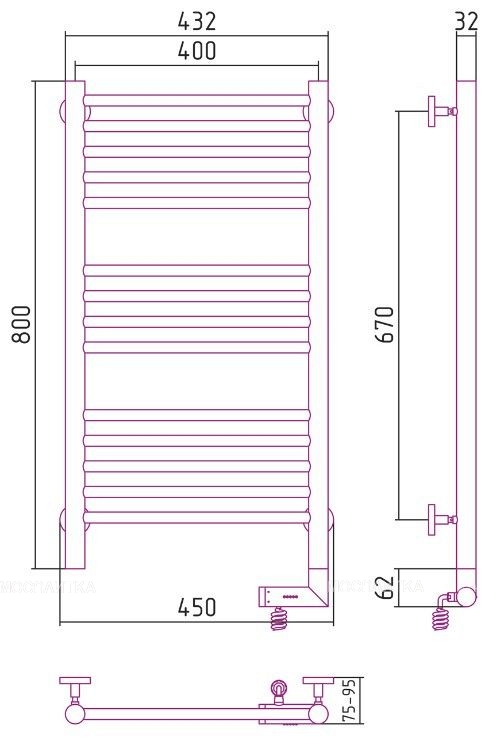 Полотенцесушитель электрический Сунержа Богема 2.0 80х40 см 00-5205-8040 хром - изображение 5