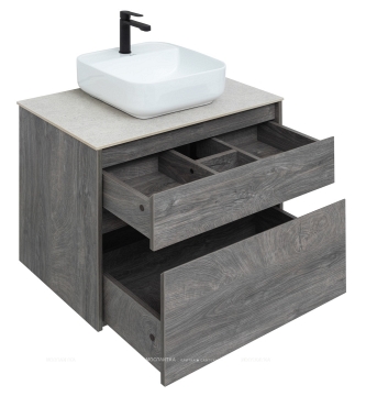 Комплект мебели для ванной Aquanet Nova Lite 75 см 242273, 2 ящика, венге, черный - 9 изображение