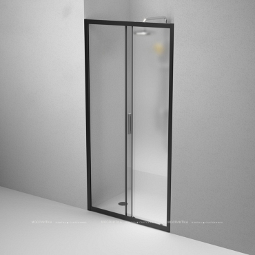 Душевая дверь Am.Pm Gem 100 см W90G-100-1-195BM стекло прозрачное / матовое, профиль черный - 6 изображение