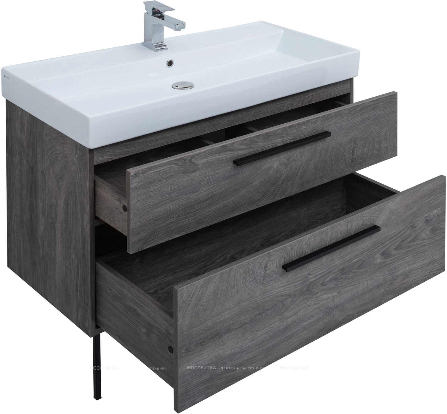 Комплект мебели для ванной Aquanet Nova 100 см 249923, темное дерево - изображение 10