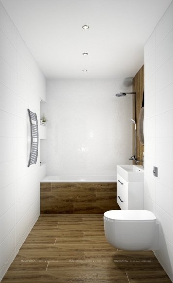 Дизайн Совмещённый санузел в стиле Современный в белом цвете №12451 - 3 изображение