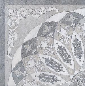 Декор Монтаньоне серый лаппатированный 1/4 розона 42х42