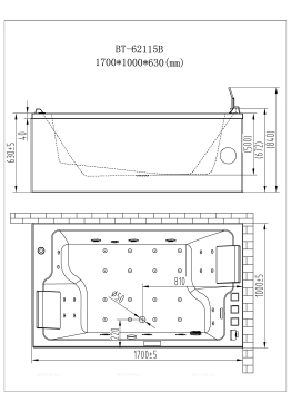 Акриловая ванна Orans 62115R0 170х100 см с гидромассажем - 3 изображение