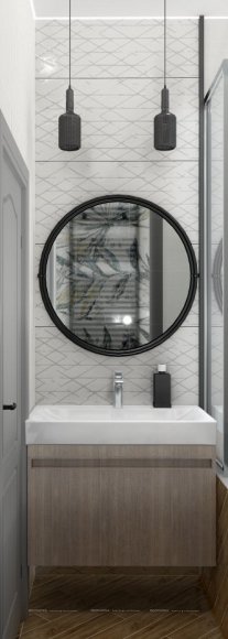 Дизайн Ванная в стиле Арт-деко в белом цвете №12385 - 8 изображение