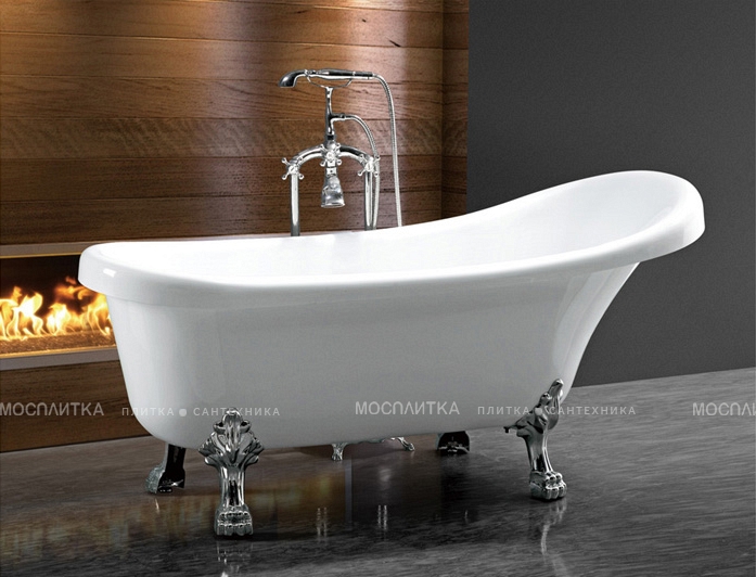 Акриловая ванна Ceruttispa Vico CT7204 на львиных алюминиевых хромированных лапах 150Х70х73 - изображение 4