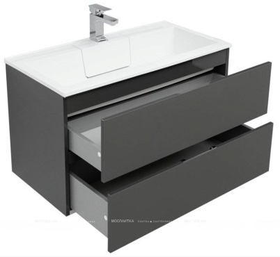 Комплект мебели для ванной Aquanet Алвита 90 серый антрацит - 10 изображение