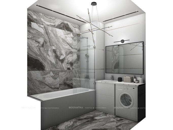 Дизайн Ванная в стиле Современный в черно-белом цвете №12841 - 6 изображение