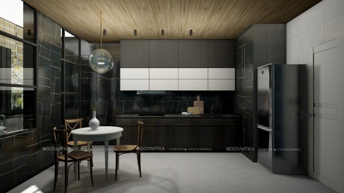Дизайн Кухня в стиле Эклектика в сером цвете №12833