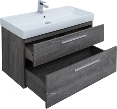 Комплект мебели для ванной Aquanet Nova 100 см 249923, темное дерево - 4 изображение