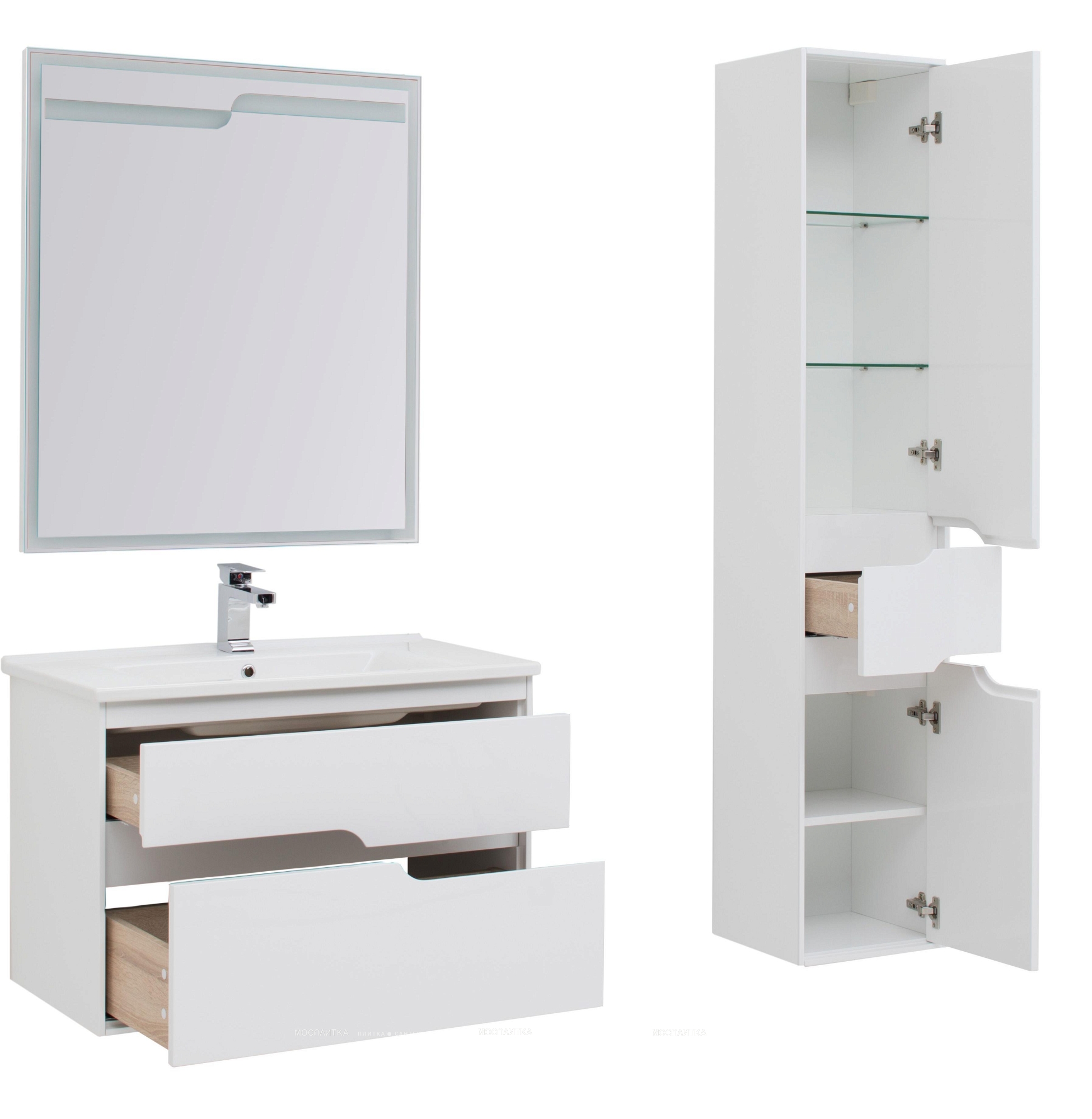 Комплект мебели для ванной Aquanet Модена 85 белый глянец - изображение 4