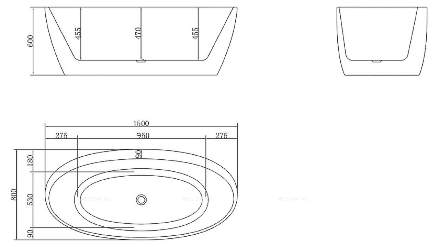 Акриловая ванна BelBagno BB404-1500-800, 150x80 см - изображение 2