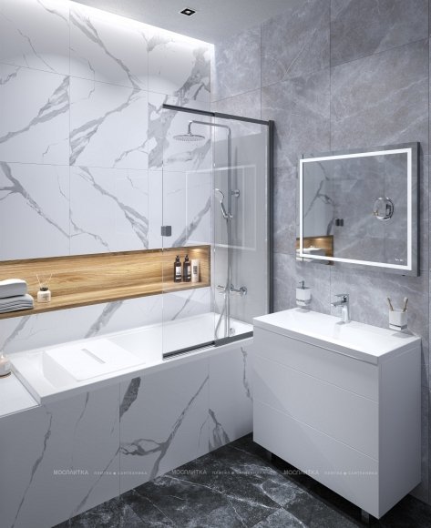 Дизайн Ванная в стиле Минимализм в белом цвете №13161 - 5 изображение