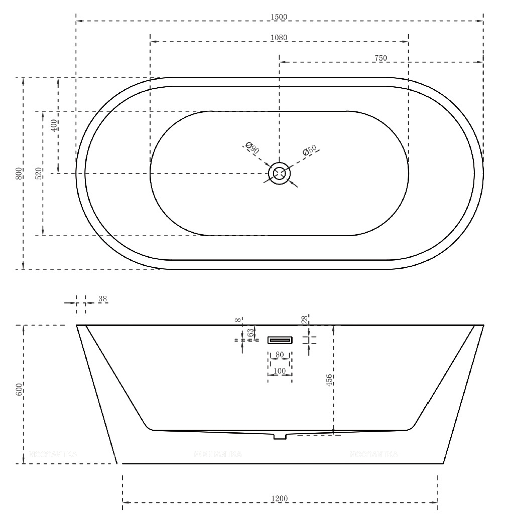 Акриловая ванна Abber 150x80 см AB9203-1.5 - изображение 5