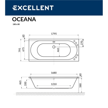 Акриловая ванна Excellent Oceana 180x80 WAEX.OCE18WH - 8 изображение