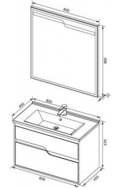 Комплект мебели для ванной Aquanet Модена 85 белый глянец - 13 изображение
