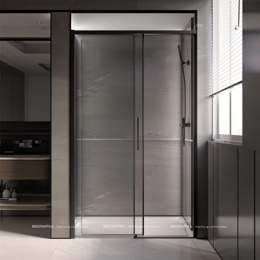 Душевая дверь Veconi Premium Trento PTD-40B, 150х200, черный матовый, стекло прозрачное - 2 изображение