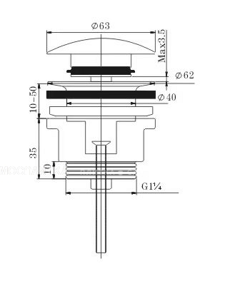 Донный клапан для раковины Azario AZ-251 хром - изображение 3