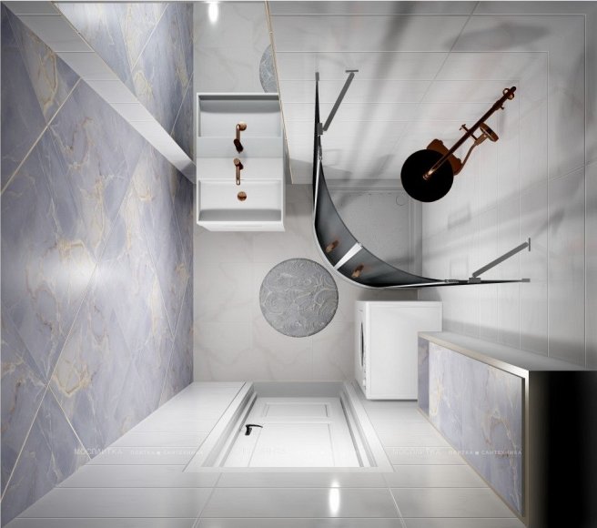 Дизайн Ванная в стиле Современный в белом цвете №12305 - 2 изображение