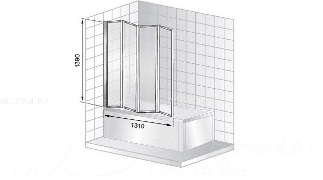 Шторка для ванны Ceruttispa 131 см Bouna B стекло прозрачное - изображение 5