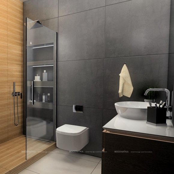 Дизайн Ванная в стиле Современный в черном цвете №11620 - 4 изображение