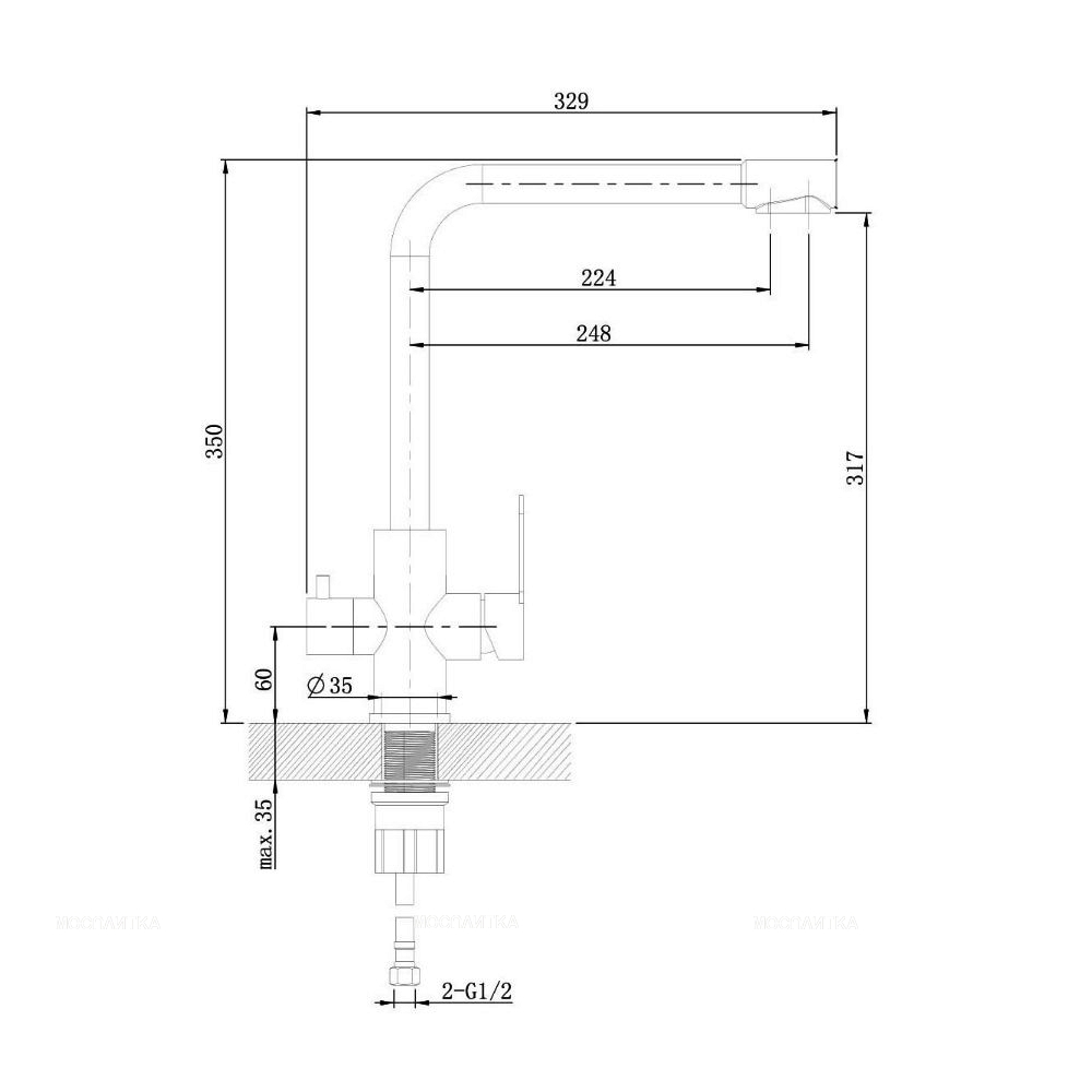 Смеситель Orange Steel M99-008B для кухни с подключением к фильтру с питьевой водой, черный матовый - изображение 9