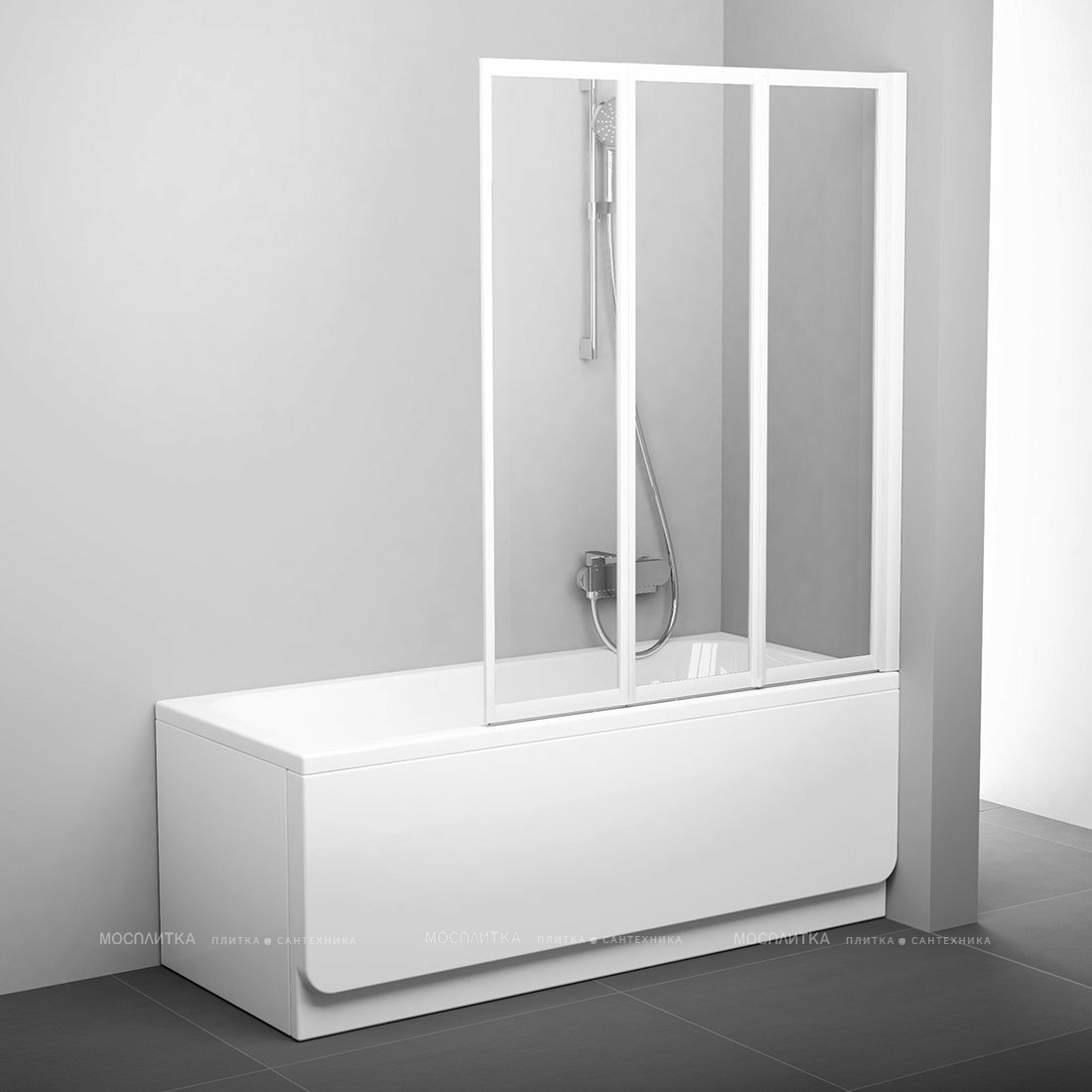 Шторка на ванну Ravak VS3 100+ прозрачное стекло, белый - изображение 2