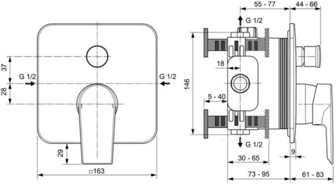 Встраиваемый смеситель для ванны/душа Ideal Standard EDGE A7124AA - 2 изображение