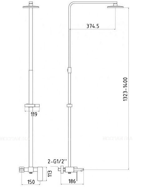 Душевая стойка Timo Selene SX-1013 Z, 3-х режимная, хром - изображение 5