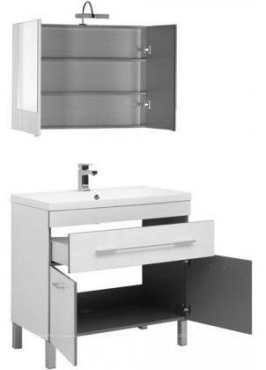 Комплект мебели для ванной Aquanet Верона 90 1 ящ 2 дв белый зеркало камерино - 3 изображение