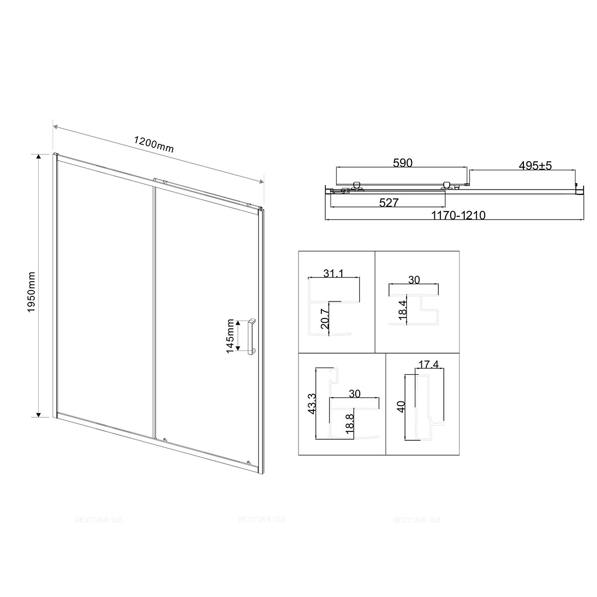 Душевая дверь Vincea City 120х VDS-5CT120CLB черный, стекло прозрачное - изображение 6