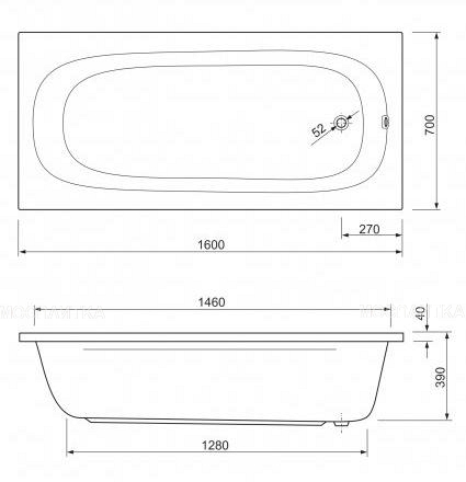 Акриловая ванна Cezares Piave 160x70 см, PIAVE-160-70-42-W37 - изображение 3