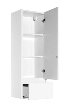Шкаф-пенал Style Line Монако 360 ЛС-00000672 36 см подвесной, Plus, осина белая/белый лакобель - 3 изображение