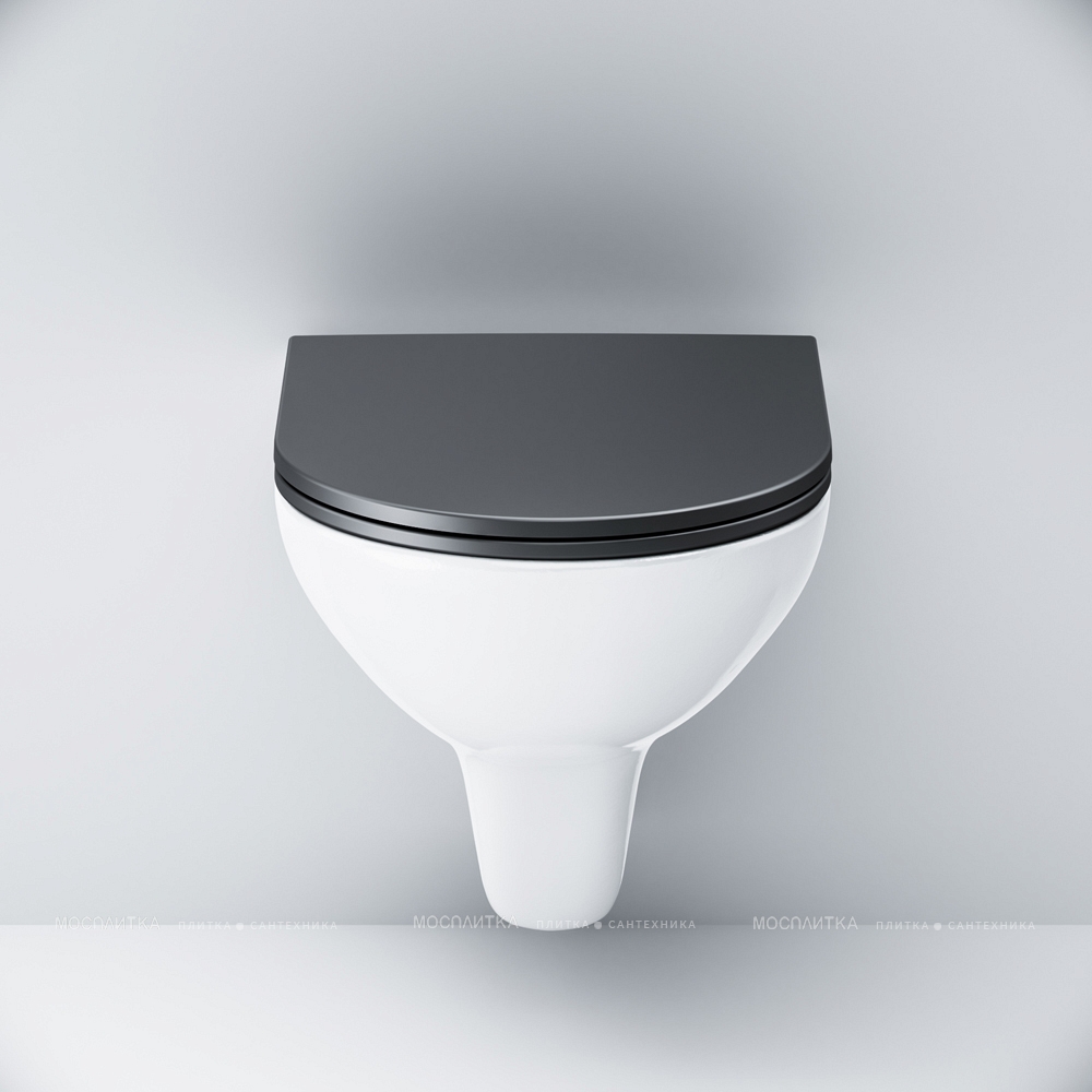 Унитаз подвесной безободковый Am.Pm Gem C901700SCmb с крышкой-сиденьем микролифт черной, глянцевый белый - изображение 6