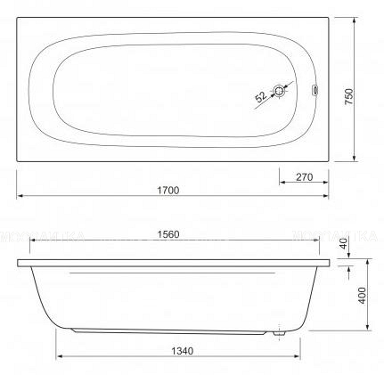 Акриловая ванна Cezares Piave 170x75 см, PIAVE-170-75-42 - изображение 3