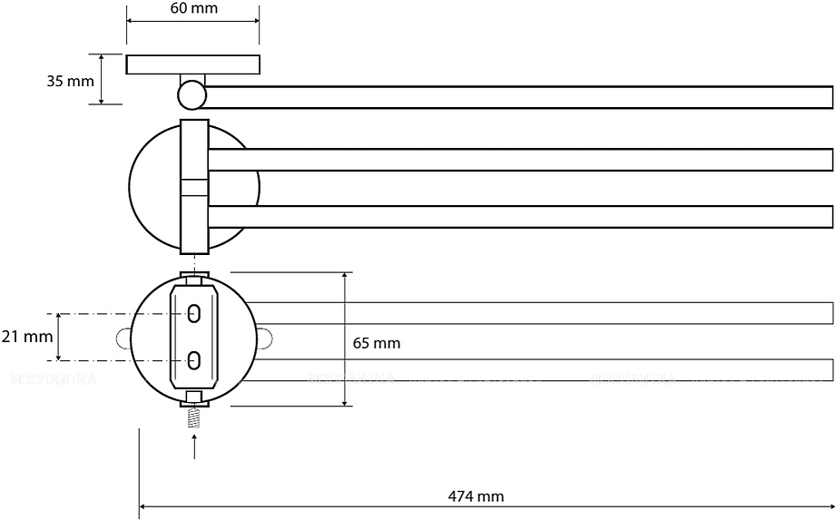 Полотенцедержатель двойной поворотный Bemeta Alfa 102404101 - изображение 2