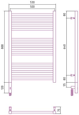 Полотенцесушитель электрический Сунержа Модус 3.0 80х50 см 00-5700-8050 без покрытия