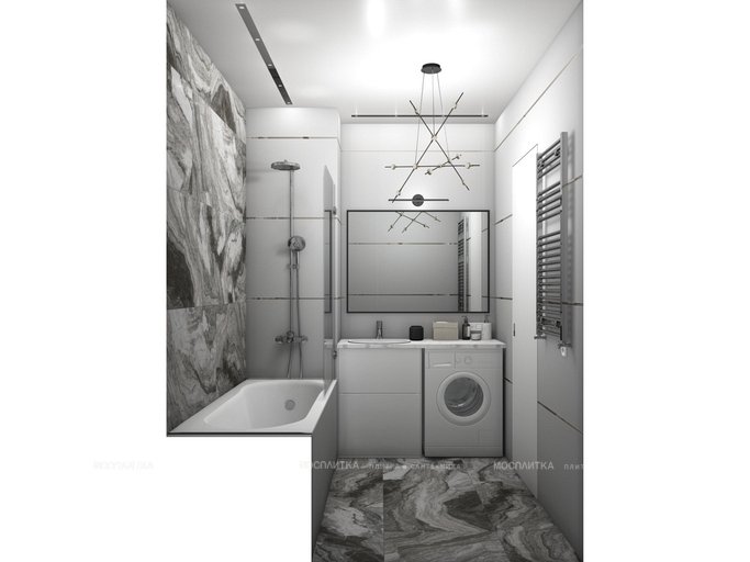 Дизайн Ванная в стиле Современный в черно-белом цвете №12841 - 3 изображение